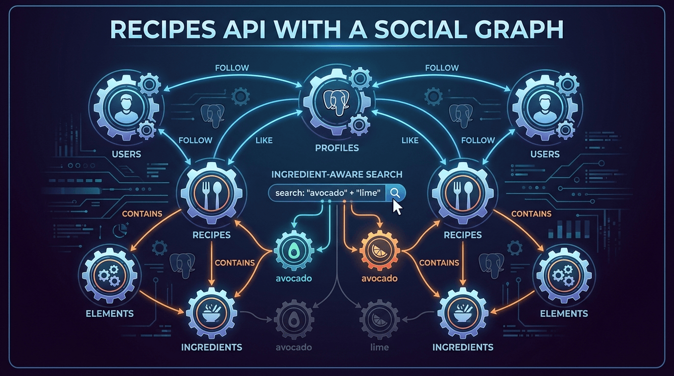 Recipes API with a social graph, cover artwork